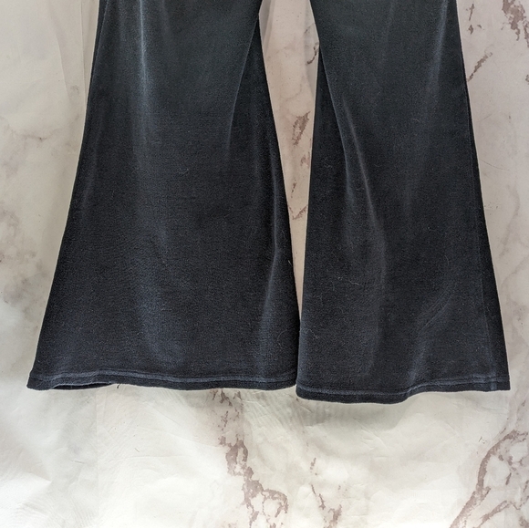 Dolls Kill X Monsters Pants Women 2X Black Flare Wide Leg Velour Bat Embroidered - Picture 10 of 13